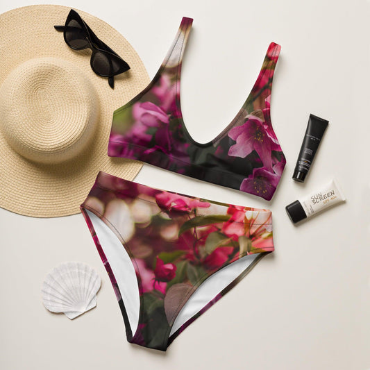 Recycled high-waisted bikini - Spring Flowers - Stylin Spirit