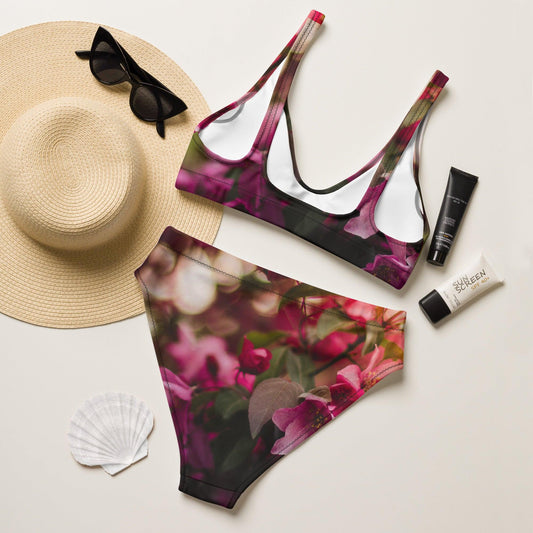 Recycled high-waisted bikini - Spring Flowers - Stylin Spirit