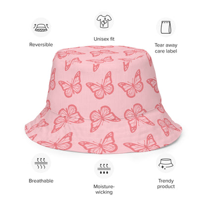 Reversible bucket hat - Pink Butterfly - Stylin Spirit