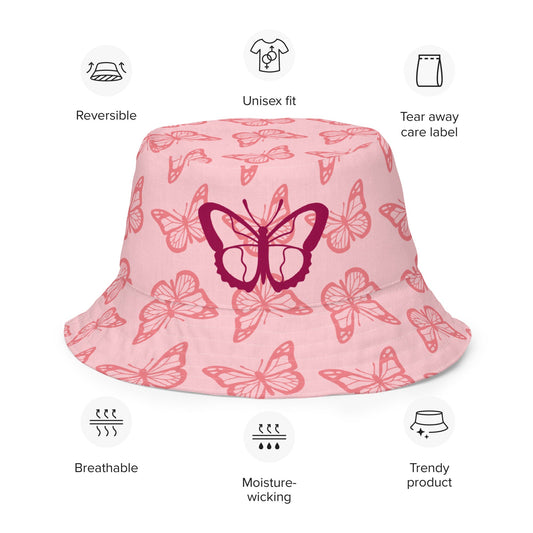 Reversible bucket hat - Pink Butterfly - Stylin Spirit