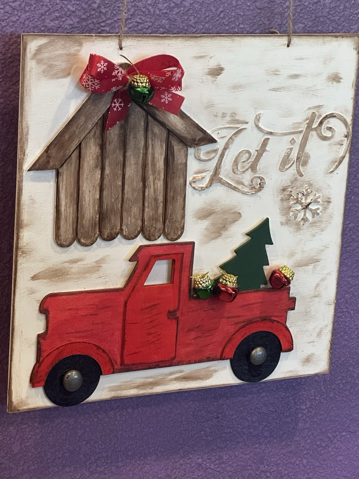 Door Hanger Wall Sign Let It Snow Winter Christmas Barn Stencil Truck Tree