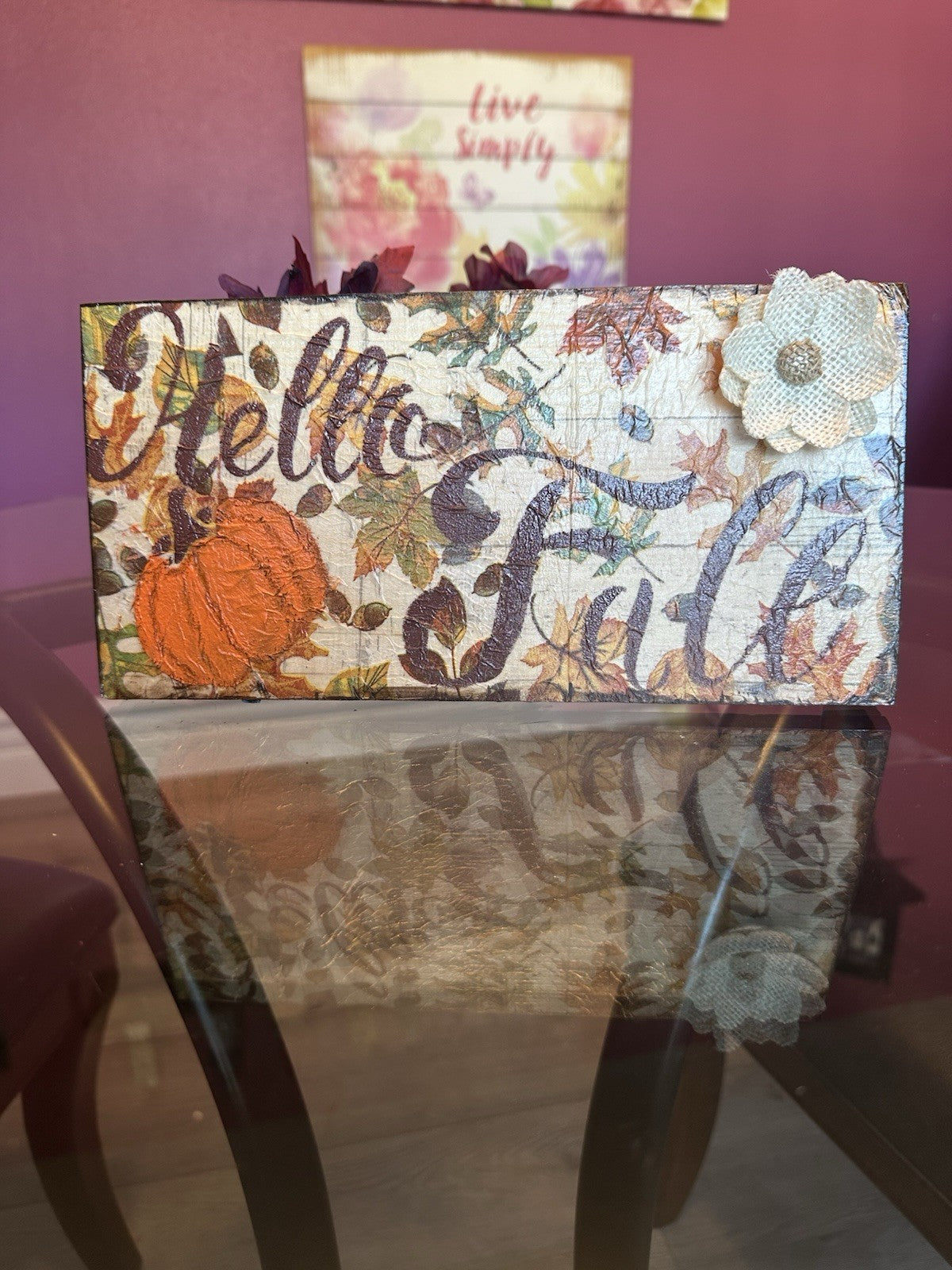 Welcome Fall Wood Sign Shelf Sitter 9” By 6” Fall Colors Fall Leaves
