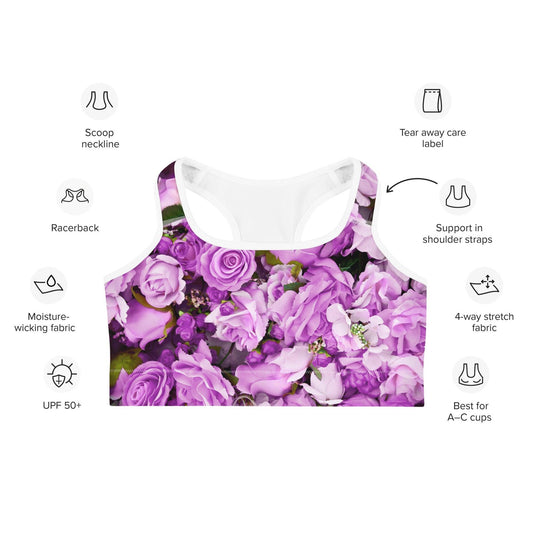 Sports bra - Lavender Flowers - Stylin Spirit