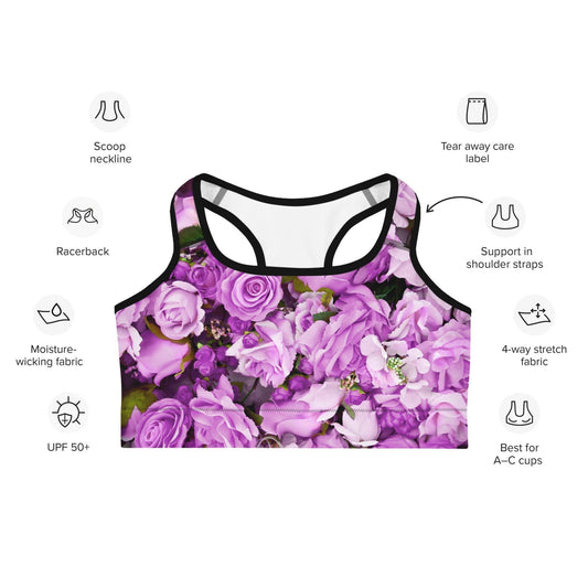 Sports bra - Lavender Flowers - Stylin Spirit