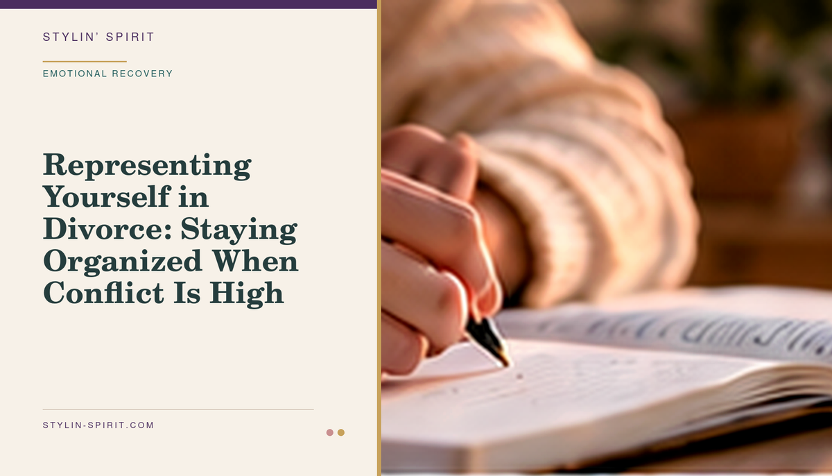 Stylin’ Spirit hero image for Representing Yourself in Divorce: Staying Organized When Conflict Is High.
