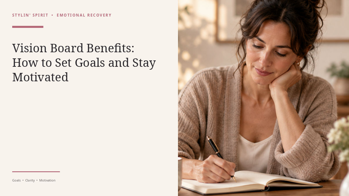 Stylin’ Spirit hero image for Vision Board Benefits: How to Set Goals and Stay Motivated.