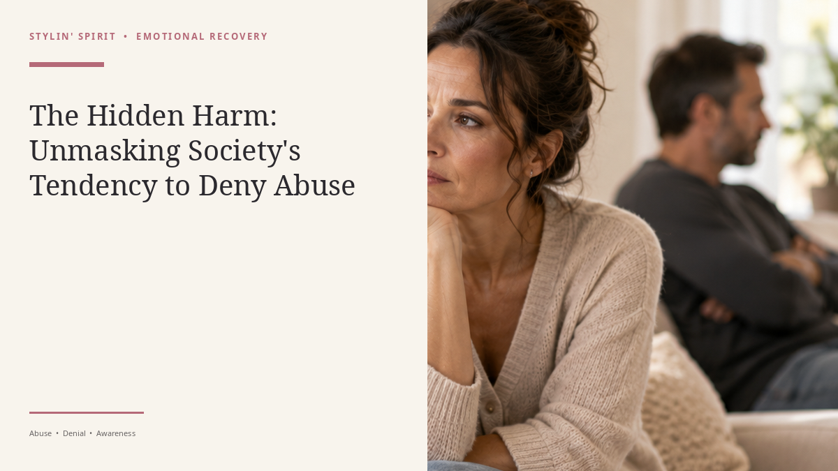 Stylin’ Spirit hero image for The Hidden Harm: Unmasking Society's Tendency to Deny Abuse.
