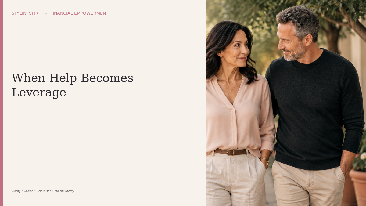 A couple in conversation, representing the moment financial help begins to create pressure, obligation, or leverage.