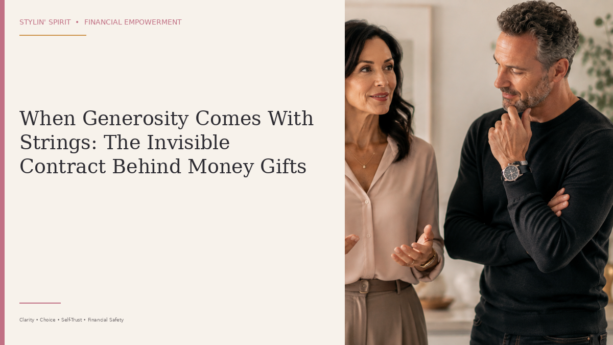 A couple talking calmly, representing generosity that can become an unspoken emotional contract.