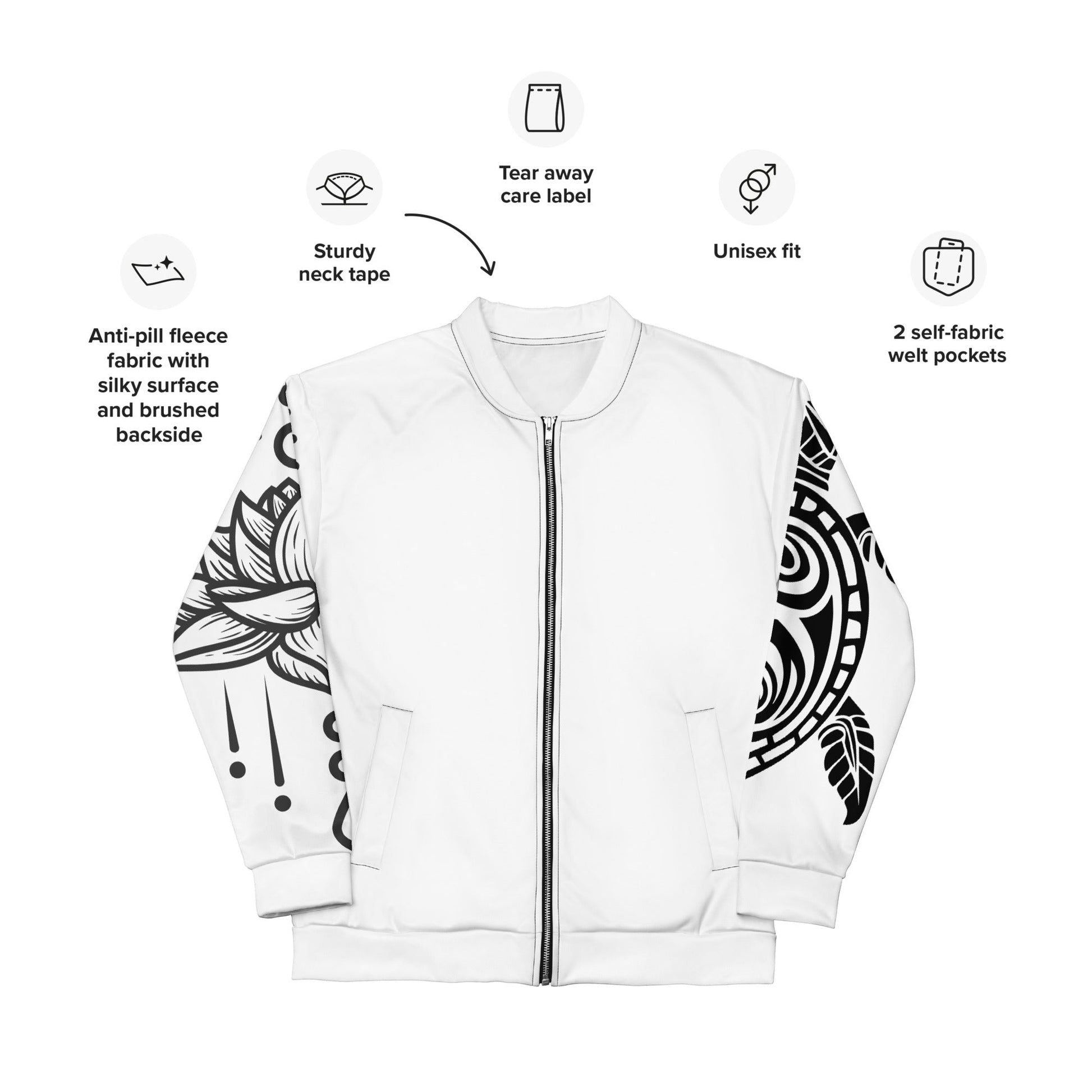 Unisex Bomber Jacket - Logo - Turtle - Peace - Stylin Spirit