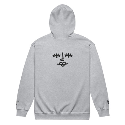 Unisex heavy blend zip hoodie - Girly Face Black Embroidery - Stylin Spirit