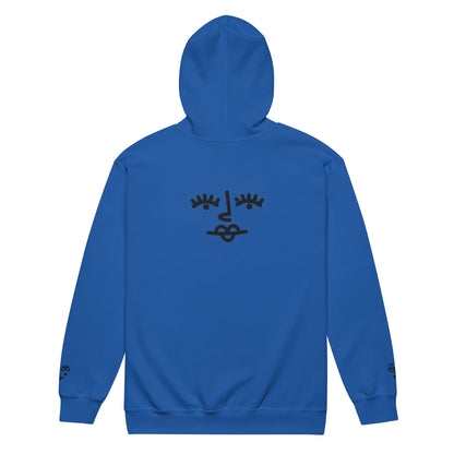Unisex heavy blend zip hoodie - Girly Face Black Embroidery - Stylin Spirit