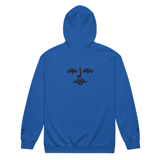 Unisex heavy blend zip hoodie - Girly Face Black Embroidery - Stylin Spirit