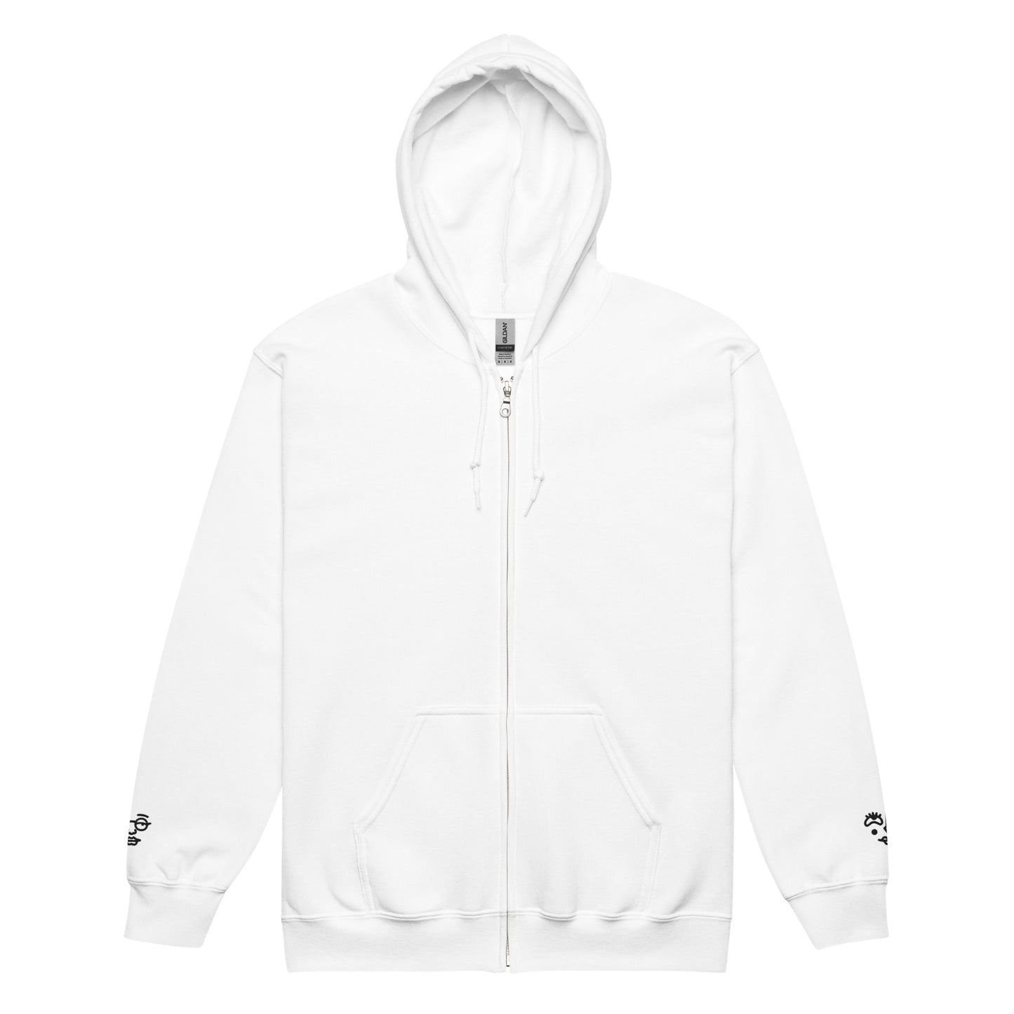 Unisex heavy blend zip hoodie - Girly Face Black Embroidery - Stylin Spirit
