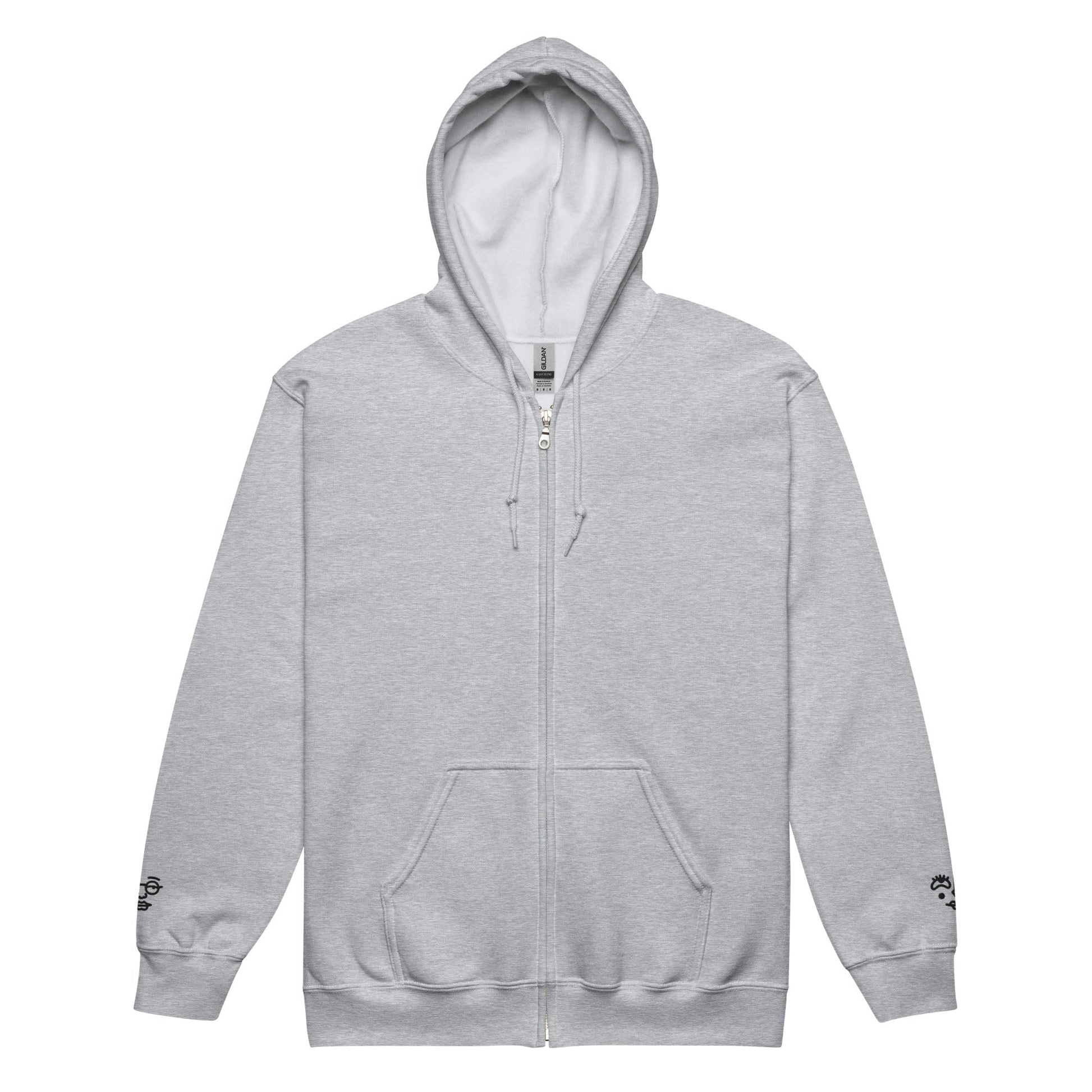 Unisex heavy blend zip hoodie - Girly Face Black Embroidery - Stylin Spirit