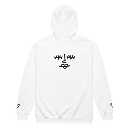 Unisex heavy blend zip hoodie - Girly Face Black Embroidery - Stylin Spirit