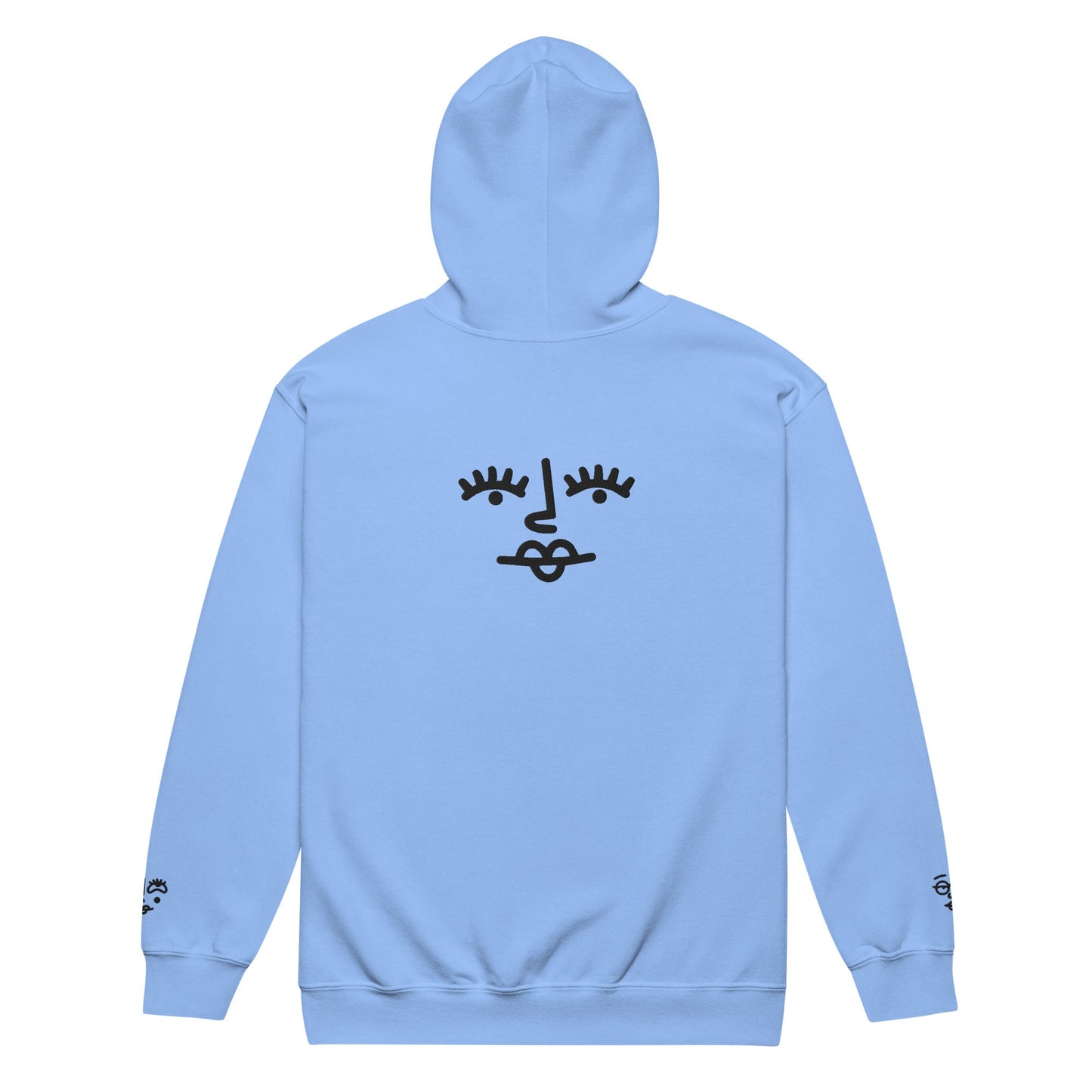 Unisex heavy blend zip hoodie - Girly Face Black Embroidery - Stylin Spirit