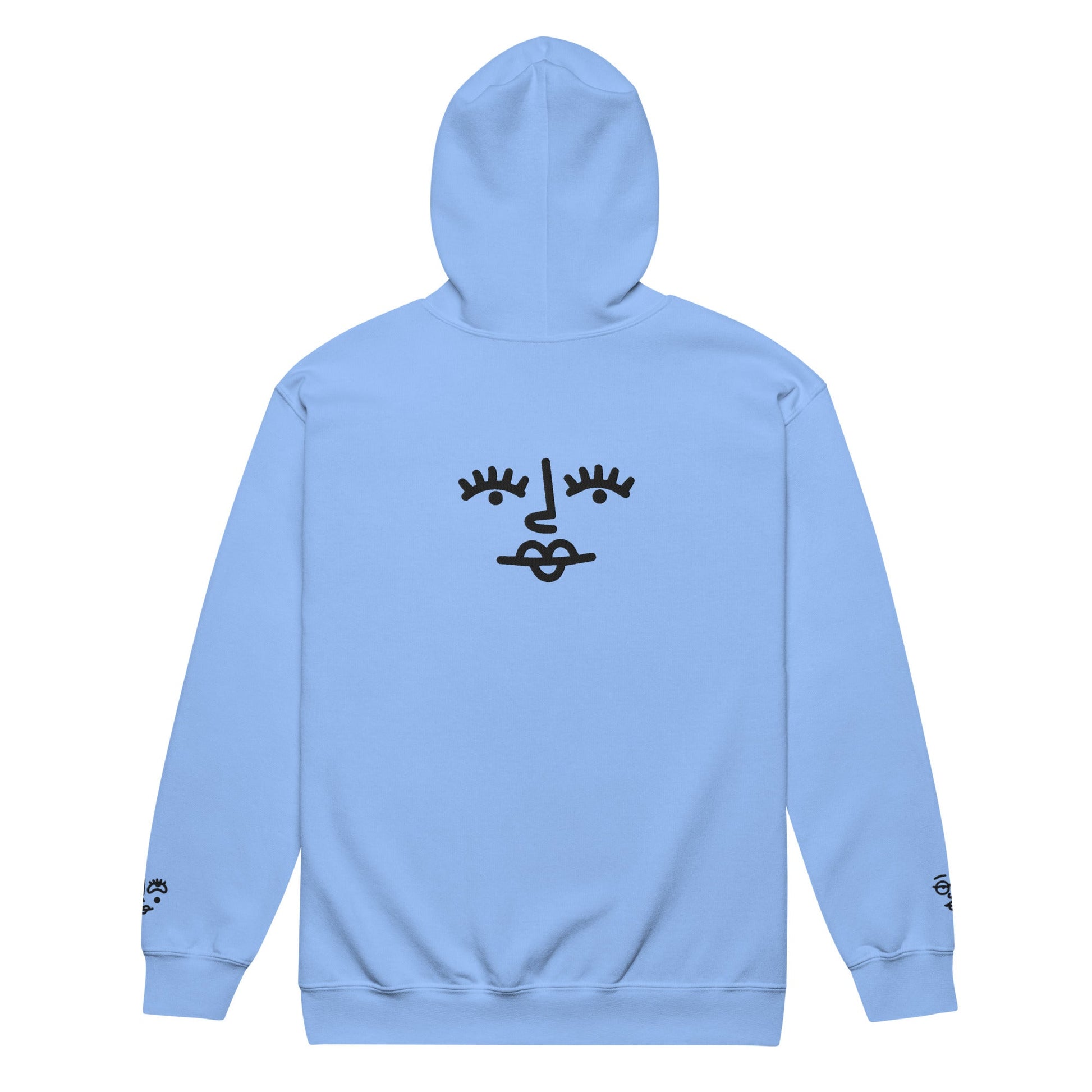 Unisex heavy blend zip hoodie - Girly Face Black Embroidery - Stylin Spirit
