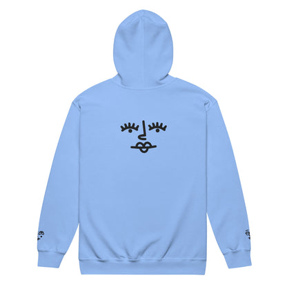 Unisex heavy blend zip hoodie - Girly Face Black Embroidery - Stylin Spirit
