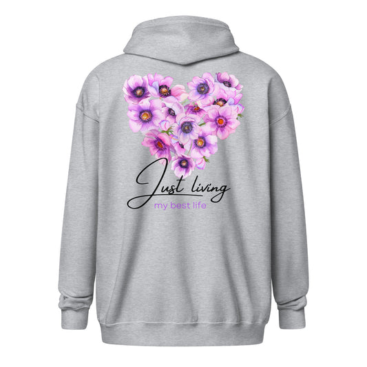 Unisex heavy blend zip hoodie - Living My Best Life - Stylin Spirit