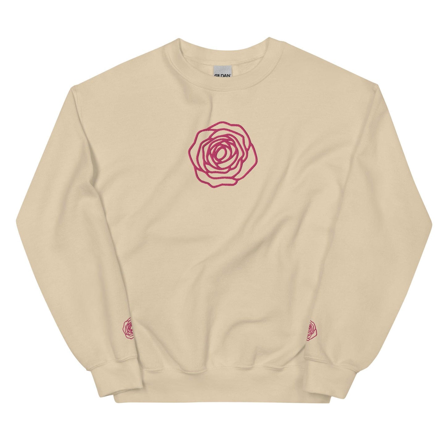 Unisex Sweatshirt - Embroidered Rose Pink - Stylin Spirit