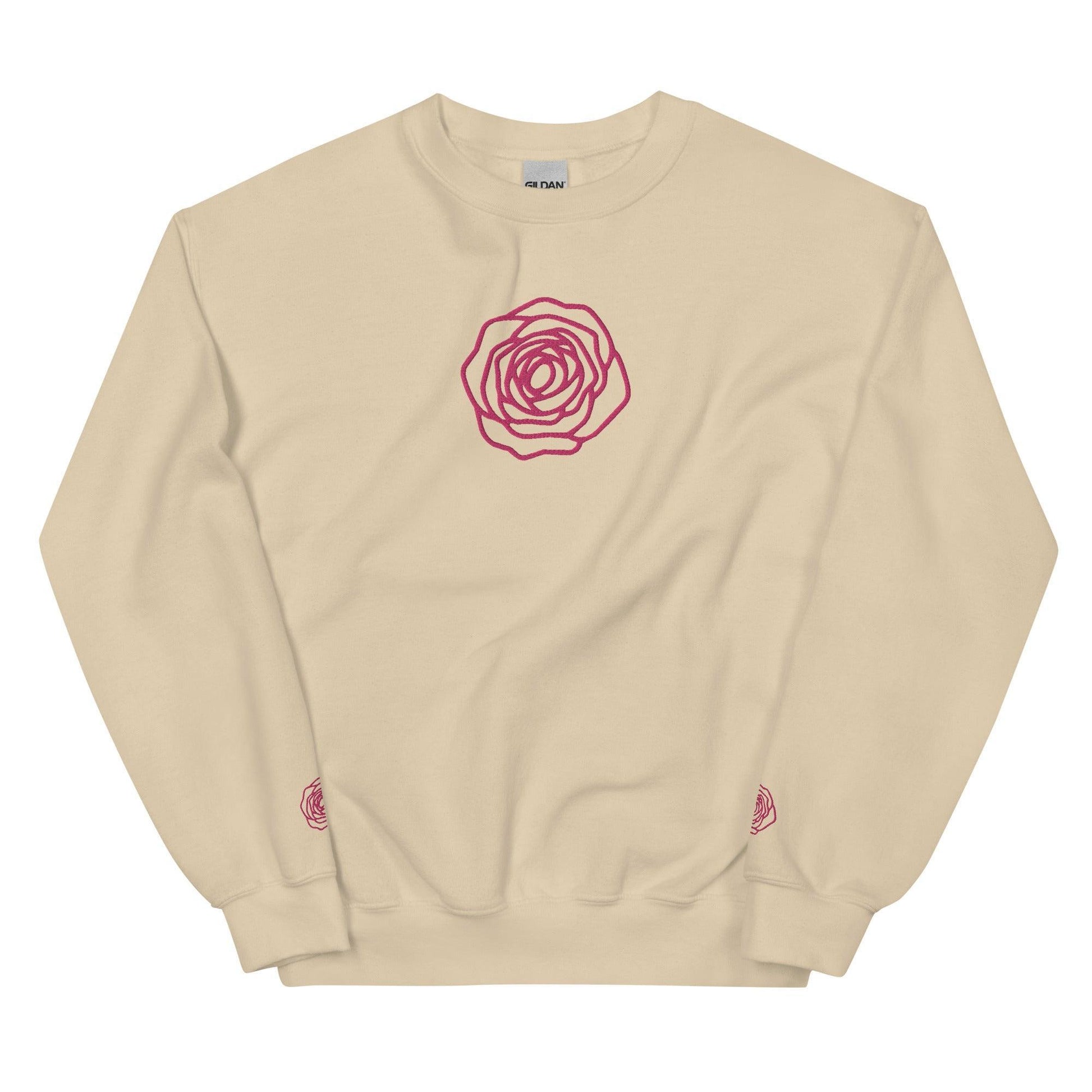 Unisex Sweatshirt - Embroidered Rose Pink - Stylin Spirit