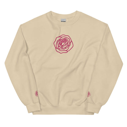 Unisex Sweatshirt - Embroidered Rose Pink - Stylin Spirit