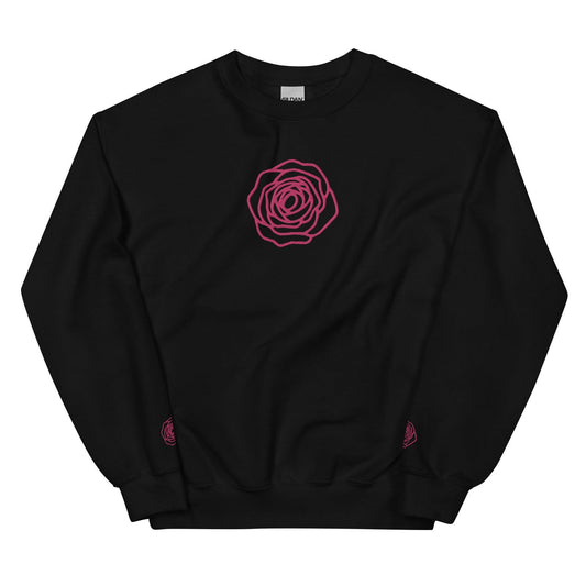 Unisex Sweatshirt - Embroidered Rose Pink - Stylin Spirit