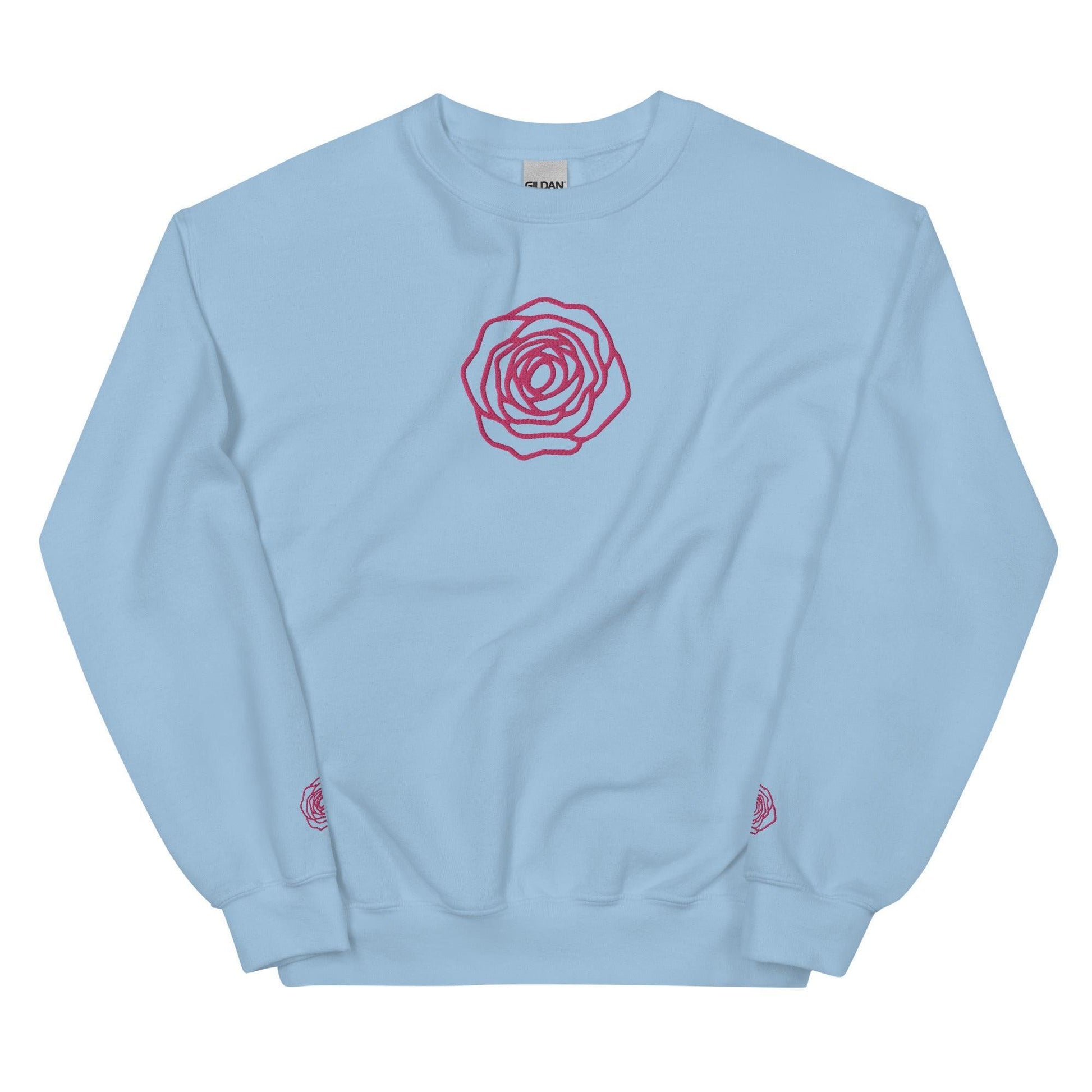 Unisex Sweatshirt - Embroidered Rose Pink - Stylin Spirit