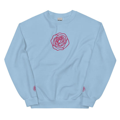 Unisex Sweatshirt - Embroidered Rose Pink - Stylin Spirit