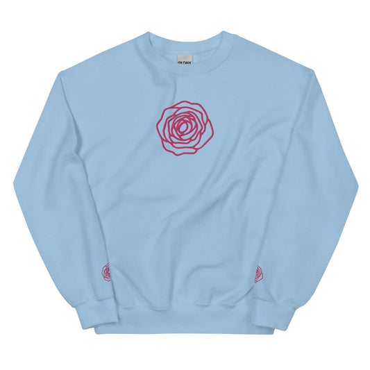 Unisex Sweatshirt - Embroidered Rose Pink - Stylin Spirit