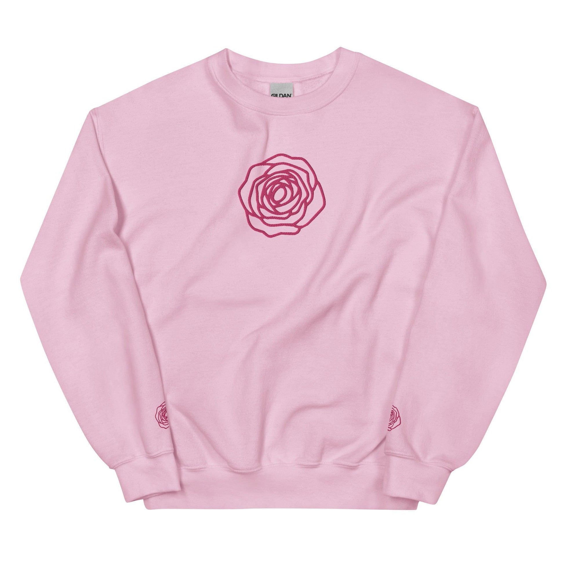 Unisex Sweatshirt - Embroidered Rose Pink - Stylin Spirit