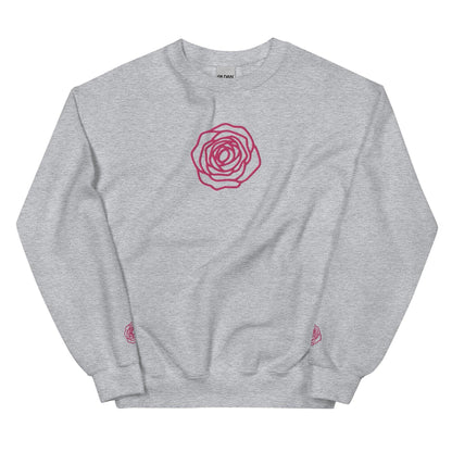 Unisex Sweatshirt - Embroidered Rose Pink - Stylin Spirit