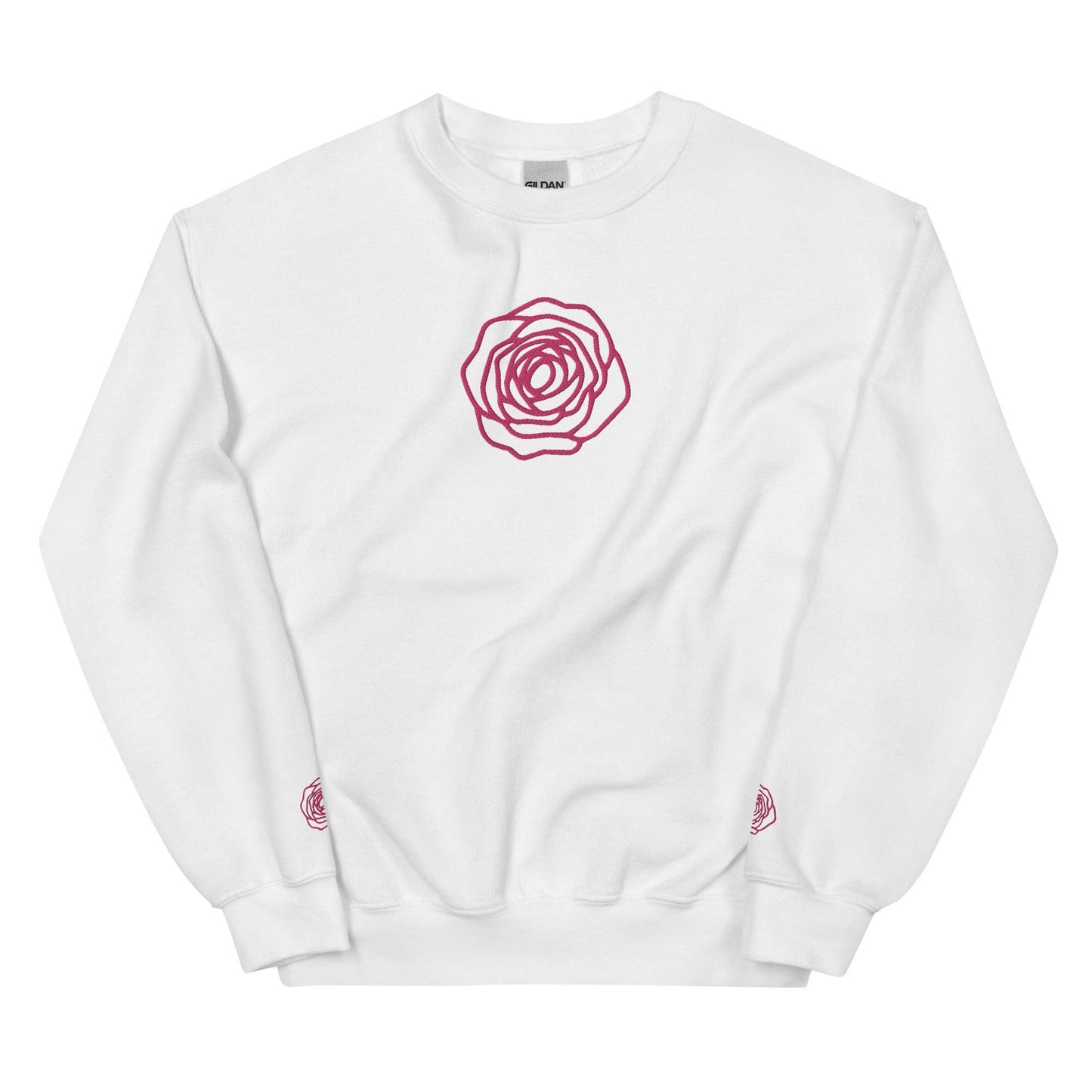 Unisex Sweatshirt - Embroidered Rose Pink - Stylin Spirit