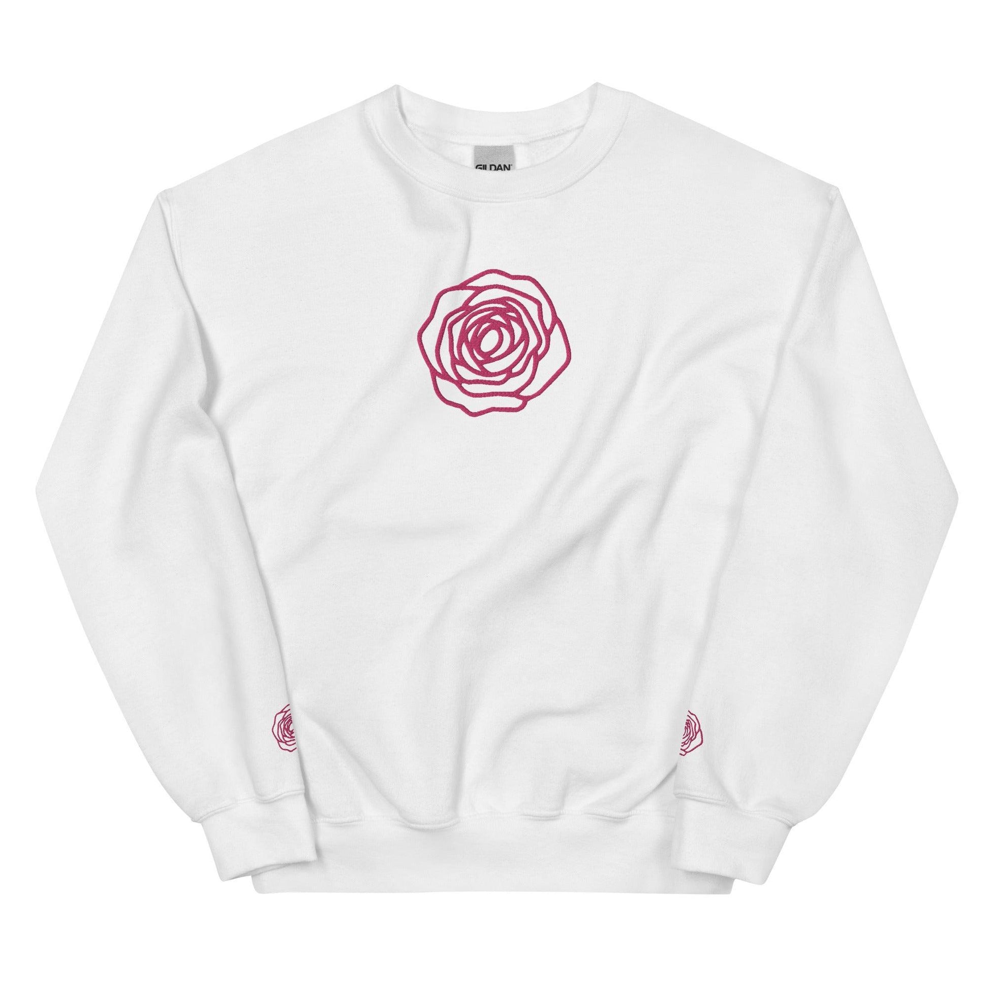 Unisex Sweatshirt - Embroidered Rose Pink - Stylin Spirit