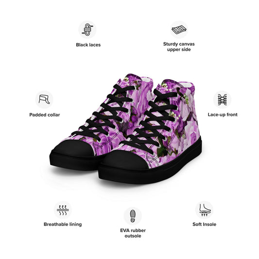 Women’s high top canvas shoes - Lavender Flowers - Stylin Spirit