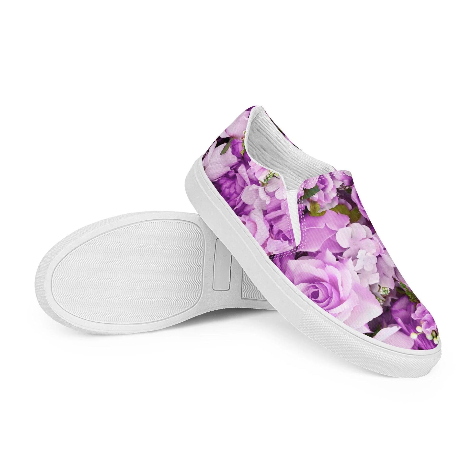 lavender flower converse Women's slip-on canvas shoes