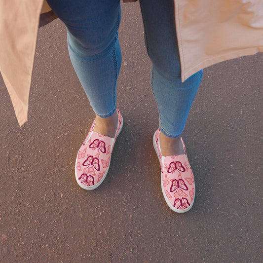 Women’s slip - on canvas shoes - Pink Butterfly - Stylin Spirit