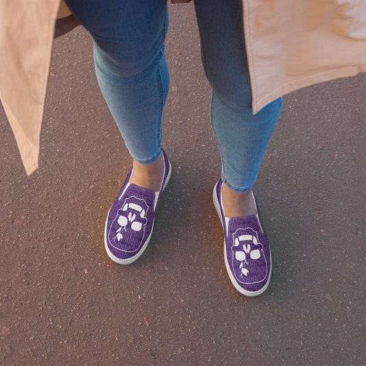 Women’s slip - on canvas shoes - White Skull - Stylin Spirit