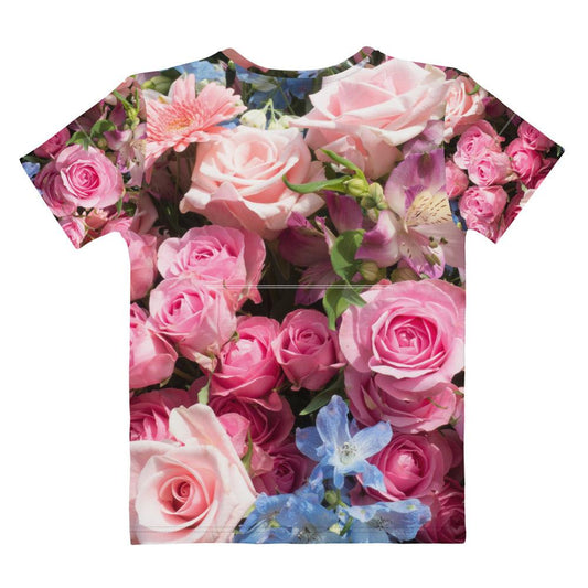 Women's T-shirt - Pink and blue Flowers - Stylin Spirit