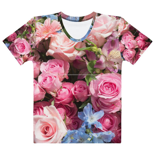 Women's T-shirt - Pink and blue Flowers - Stylin Spirit