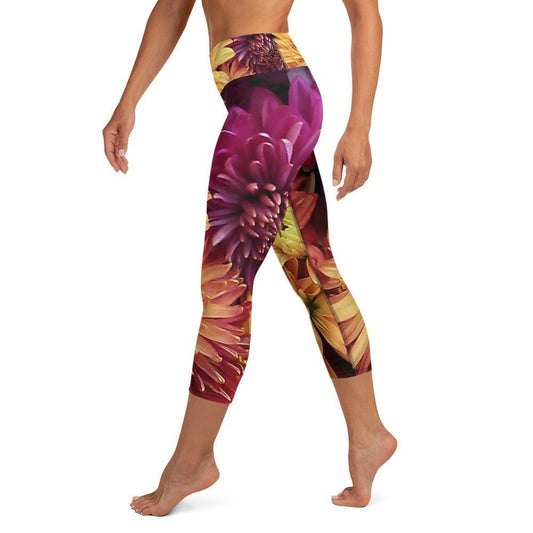Yoga Capri Leggings - Fall Flowers - Stylin Spirit