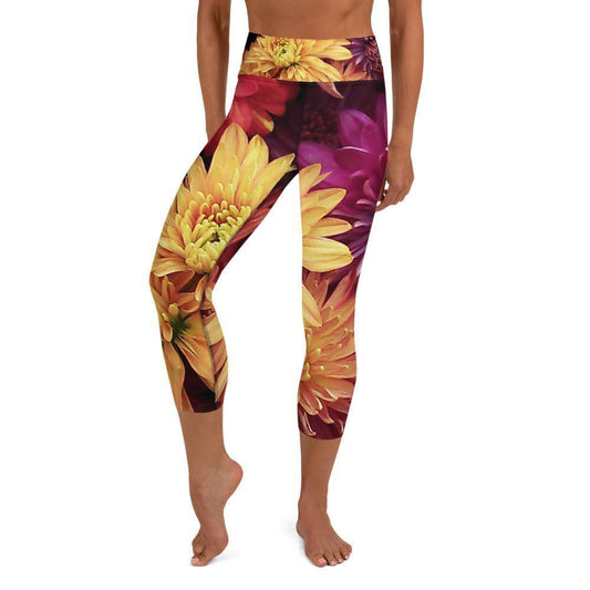 Yoga Capri Leggings - Fall Flowers - Stylin Spirit