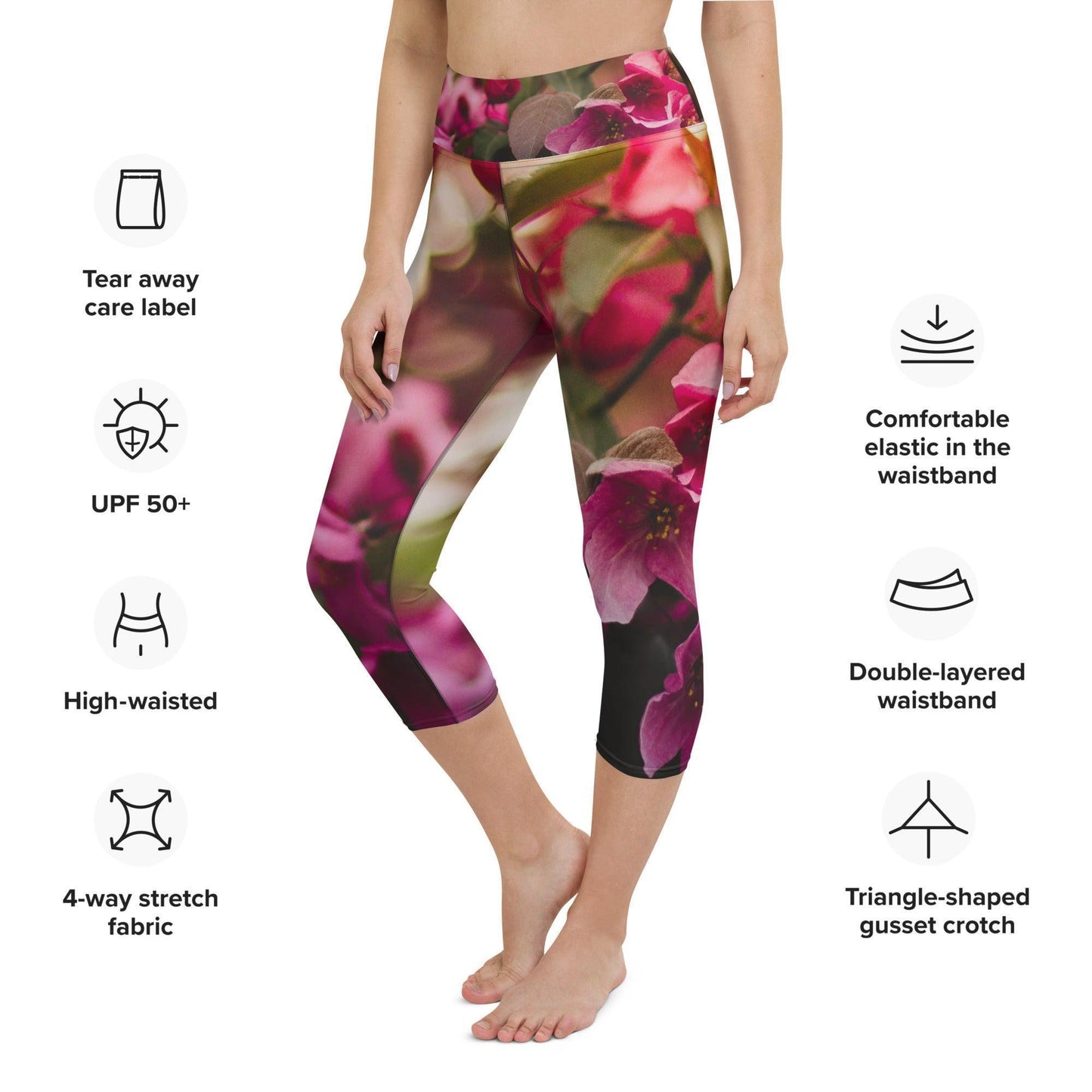 Yoga Capri Leggings - Spring Flowers - Stylin Spirit
