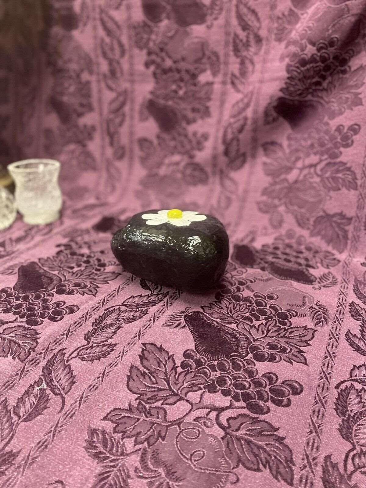Hand painted rock stone art - Daisy Home Decor Paperweight Art Piece 5lbs - Stylin Spirit