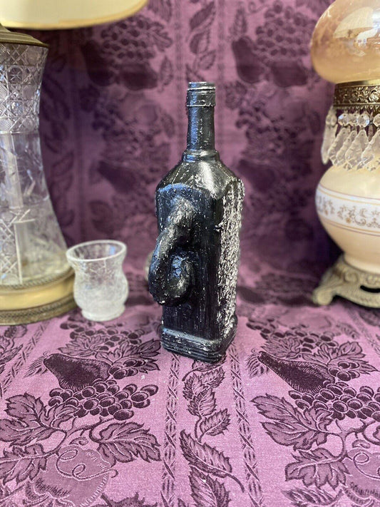 Decorative Wine Bottle Stained Glass Upcycled Hand Painted Black & White - Stylin Spirit