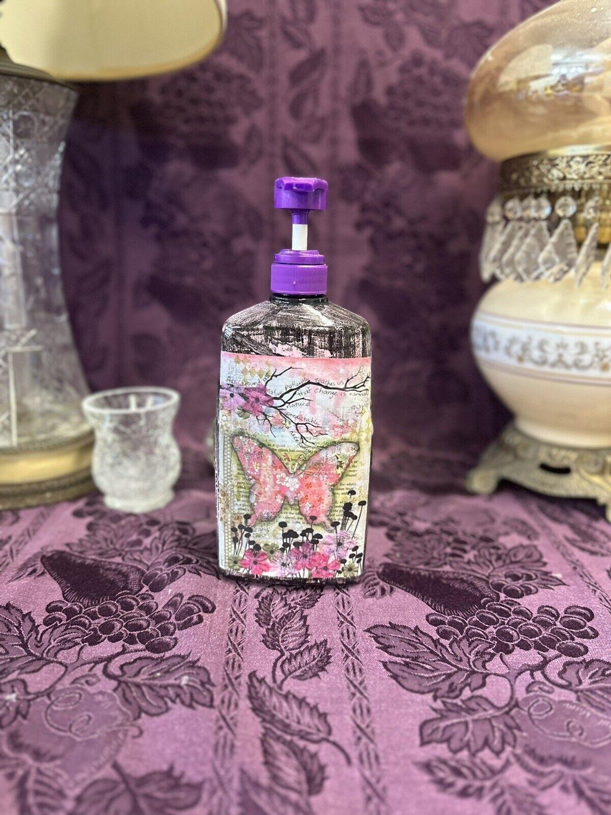 Upcycled shampoo bottle Great as a lotion bottle or soap dispenser butterfly - Stylin Spirit