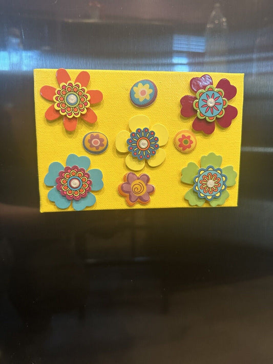 5x7 Canvas Refrigerator Magnet Yellow With Flowers Refrigerator Magnet Stylin’ Spirit   