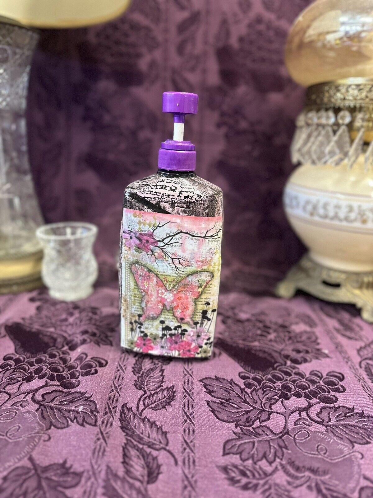 Upcycled shampoo bottle Great as a lotion bottle or soap dispenser butterfly - Stylin Spirit