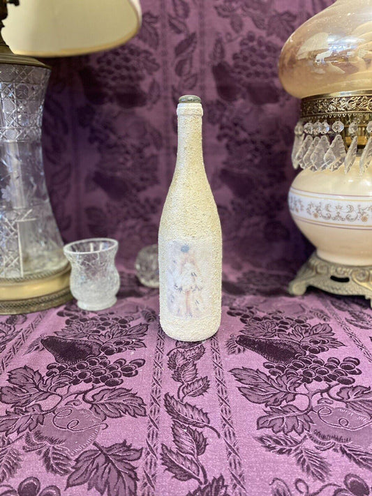 Decorative Wine Bottle Stained Glass Upcycled Hand Painted & Textured Ballerina - Stylin Spirit